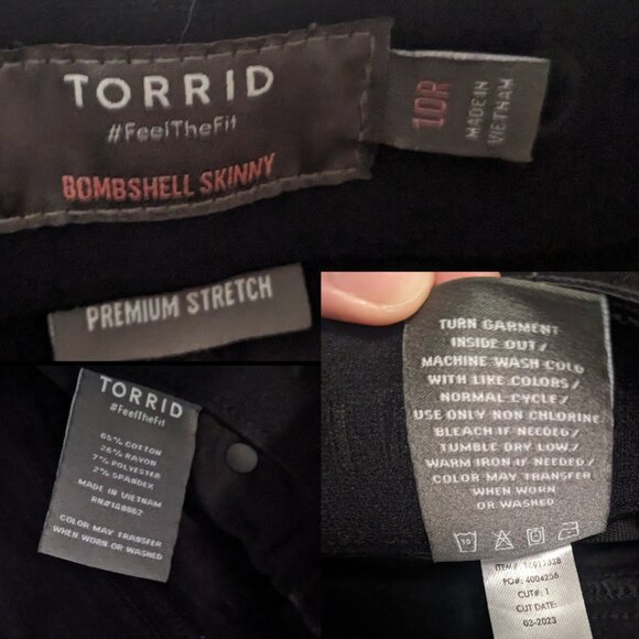 E/VGUC✨ TORRID black 10R Bombshell Skinny High-Rise Destructed stretchy Jean - Picture 6 of 17